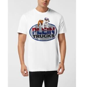 Philipp Plein Men's White Bulldog Crystal Round Neck T-Shirt Size 3XL
